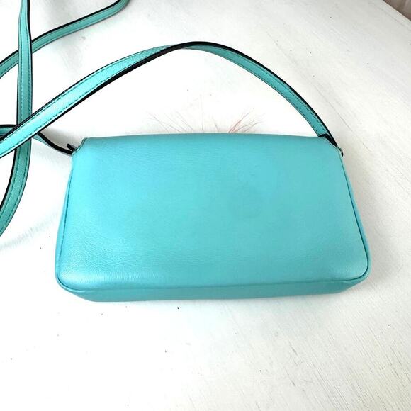 Fendi Teal Monster Mini Baguette Evening Bag Blue Green SHW Authentic CoA - Picture 2 of 11